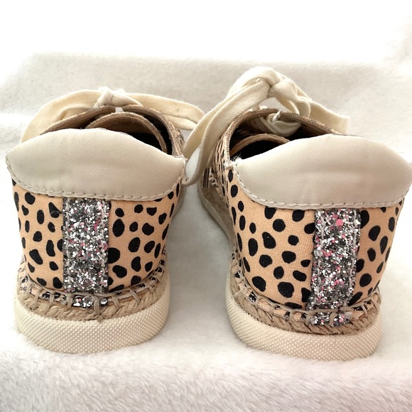 Leopard Print Dolce Vita Morris Espadrille Glitter Embossed Lace Up Sneaker Sz 8 - Picture 11 of 15
